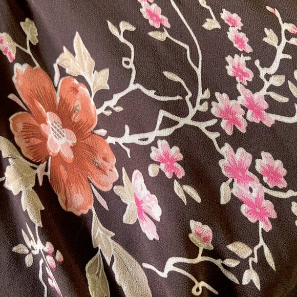 Vintage Brown Floral Dress | Beading | Wedding Guest Dress Late Summer Flowy - Picture 10 of 10